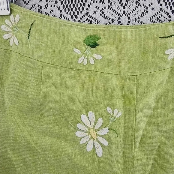 Vintage Talbots 100%  Irish linen embroidered floral high rise pants lined 10 - Picture 4 of 9